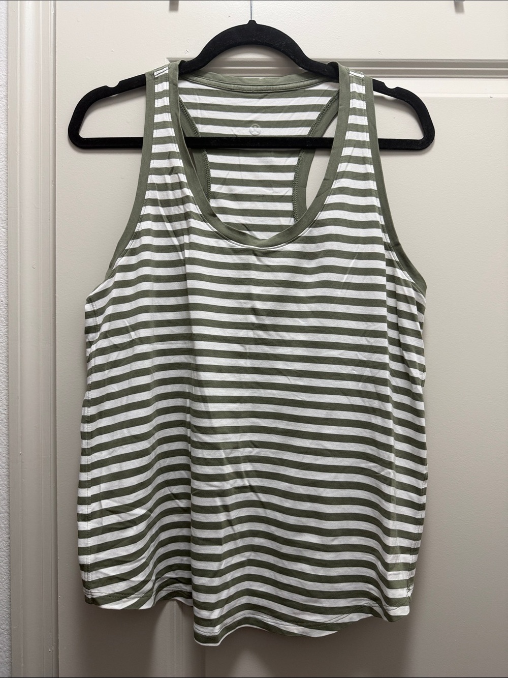 lululemon Striped Olive & White Racerback Tank Top